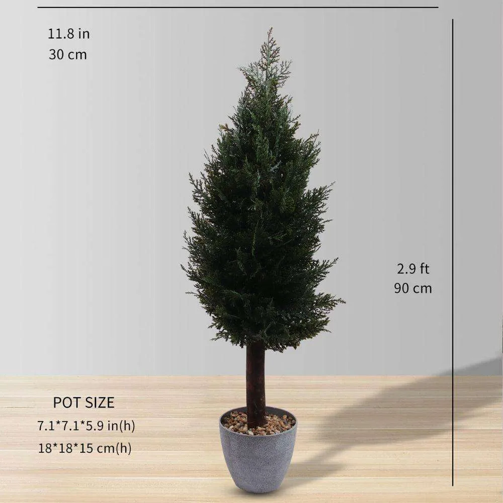 Tanaman Topiary Cedar Potted Faux (Saiz Pelbagai)
