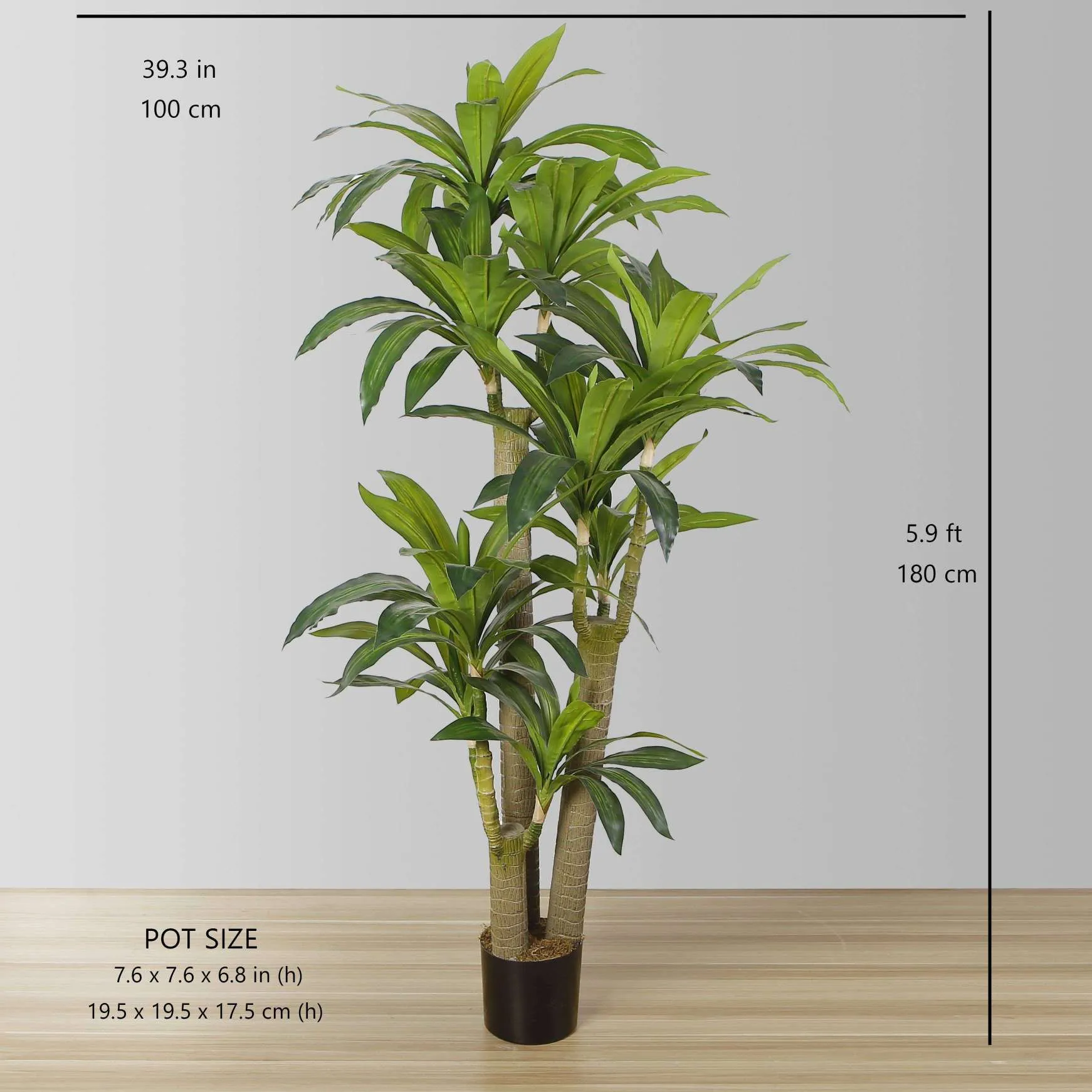 Buatan Draecena Tree Potted Plant (pelbagai saiz)