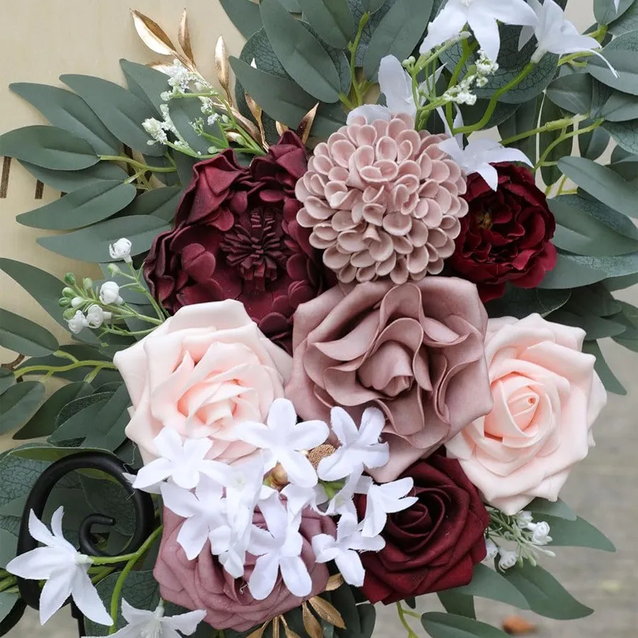 Tanda Kanan Bunga Kelabu Pink & Burgundy