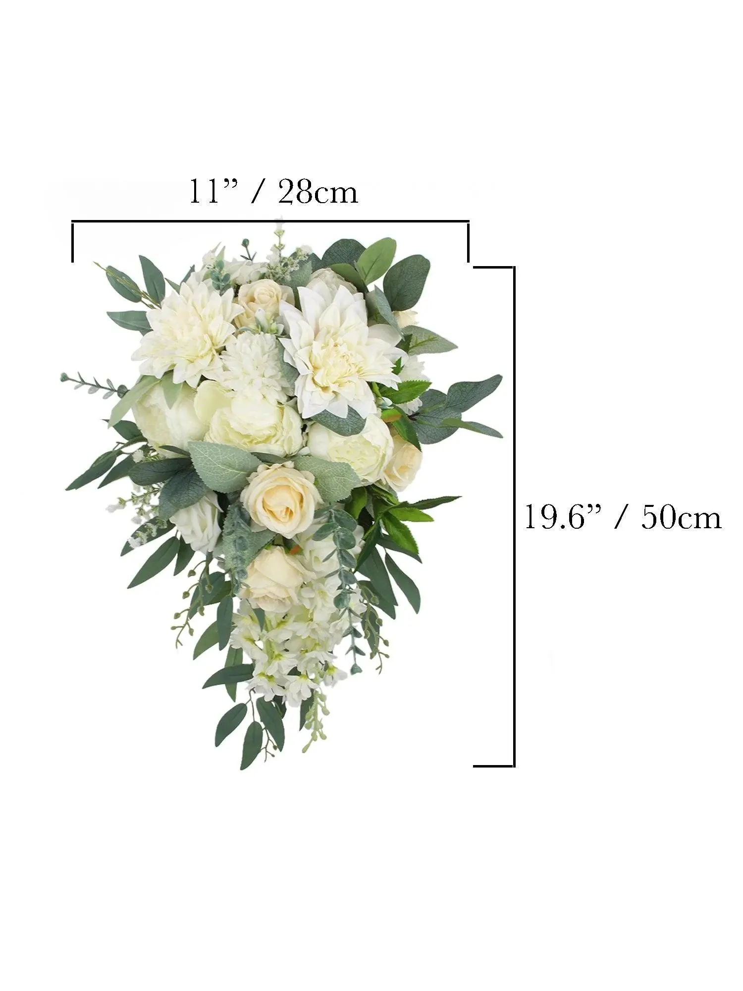 Bouquet Pengantin Green & White Cascading