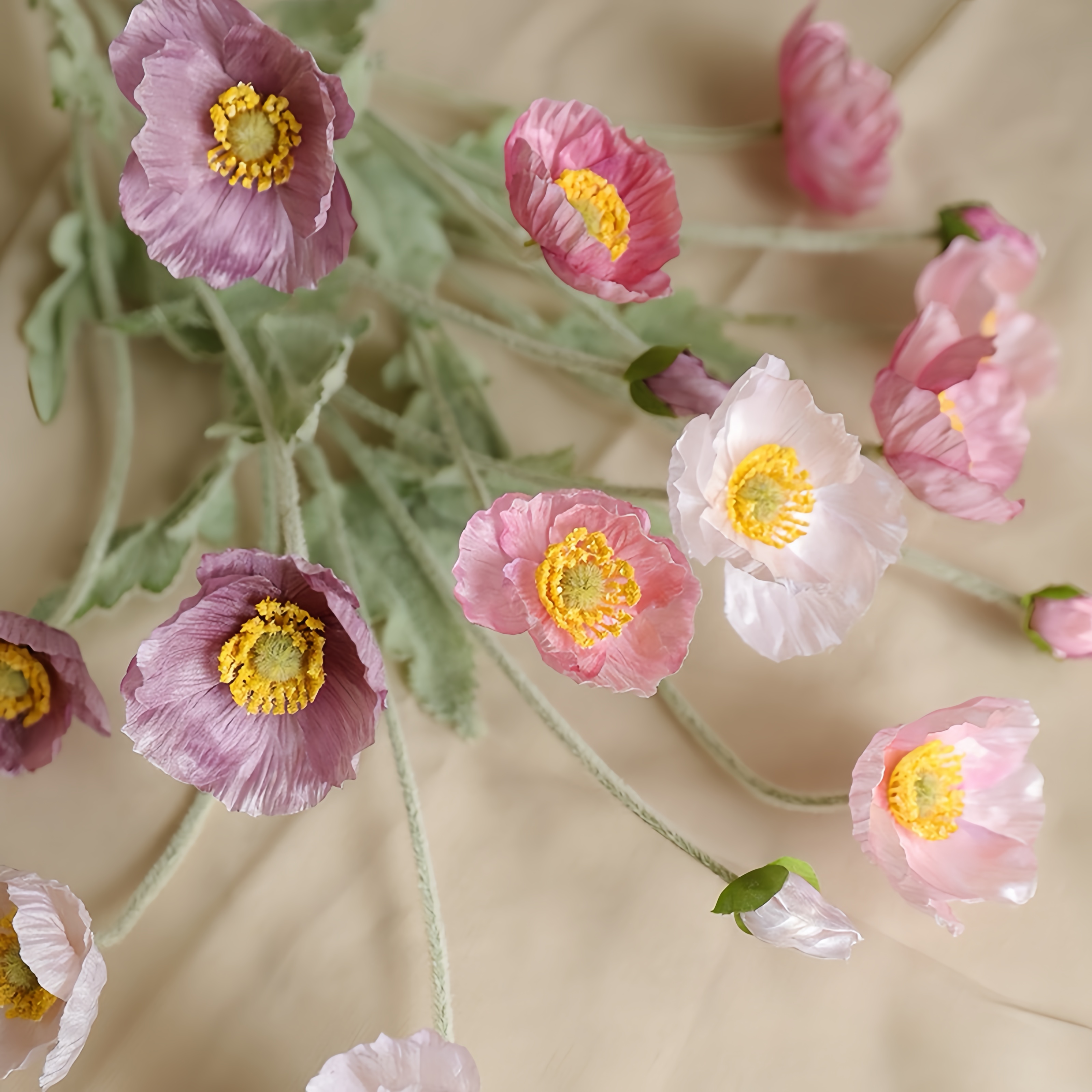 Susunan Bunga Poppy Faux