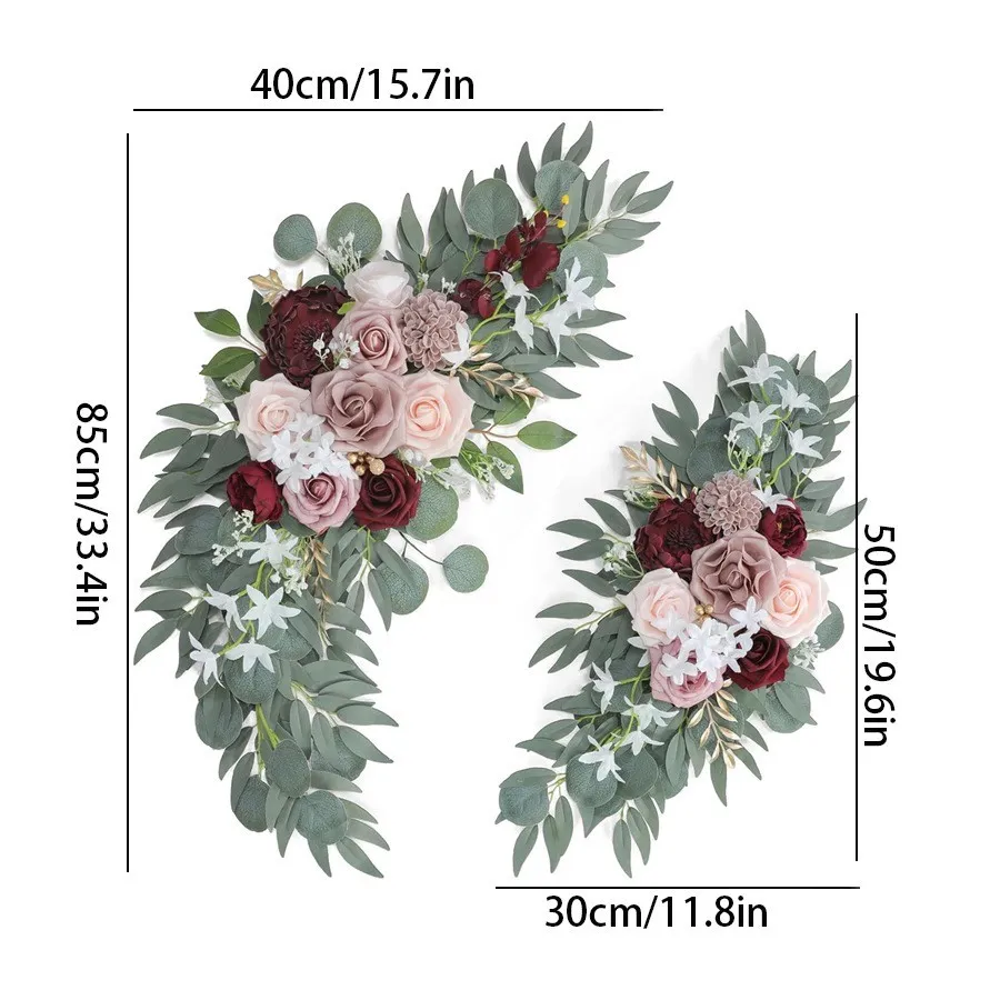 Tanda Kanan Bunga Kelabu Pink & Burgundy